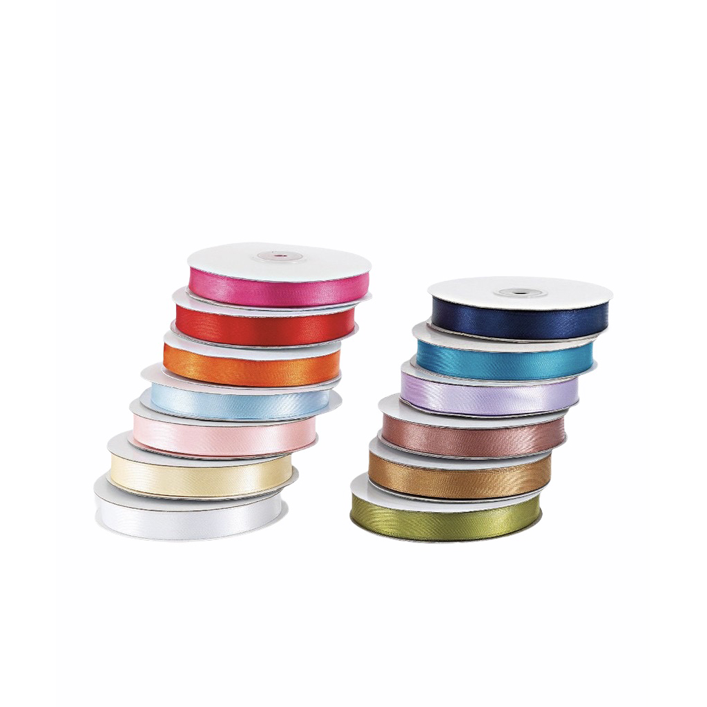 One-sided satin ribbons in various colors